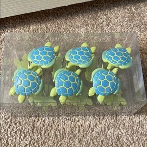 Blue and Green Turtle Shower Curtain Hooks